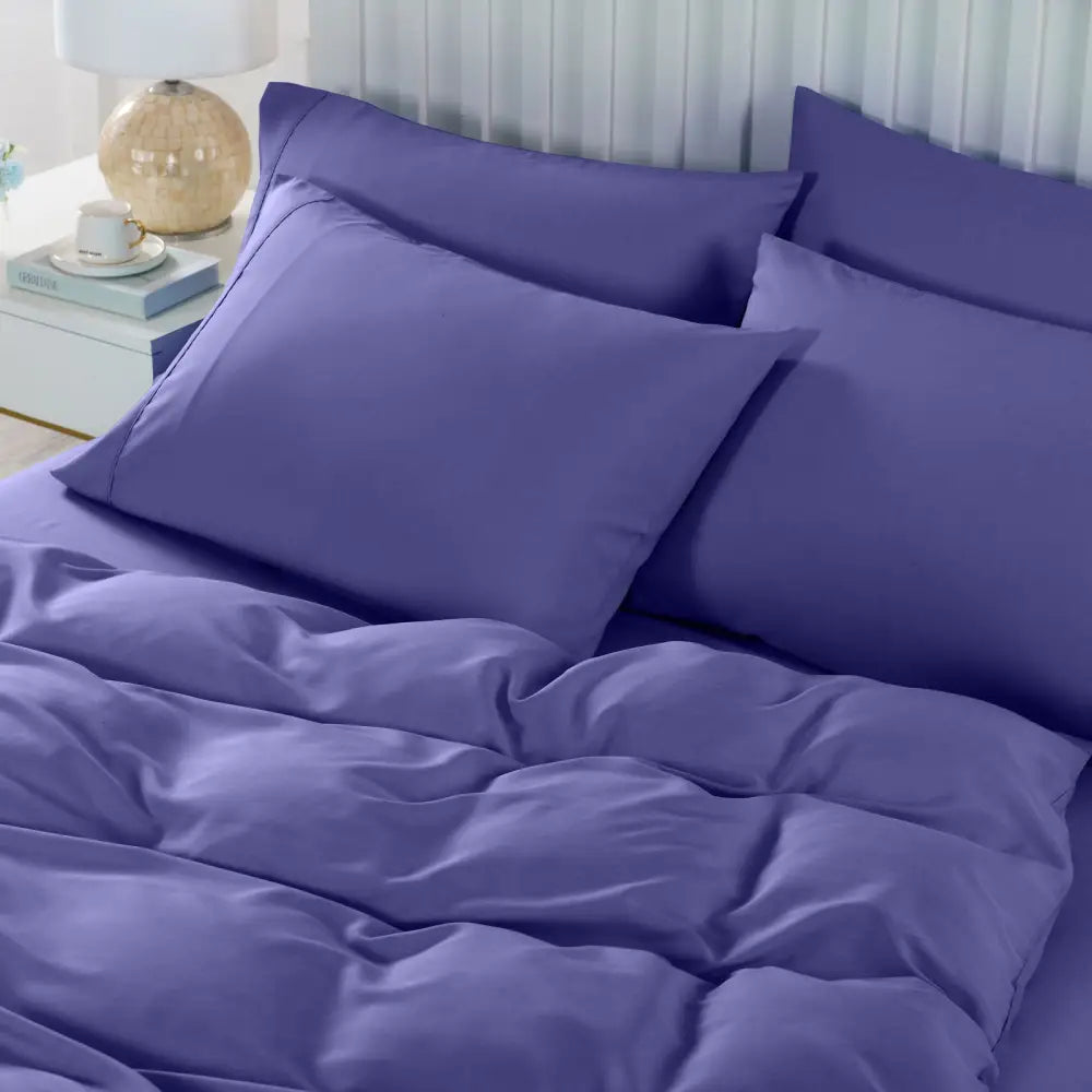 Royal Comfort 2000TC 6 Piece Bamboo Sheet & Quilt Cover Set Cooling Breathable - Double - Royal Blue - Home & Garden >