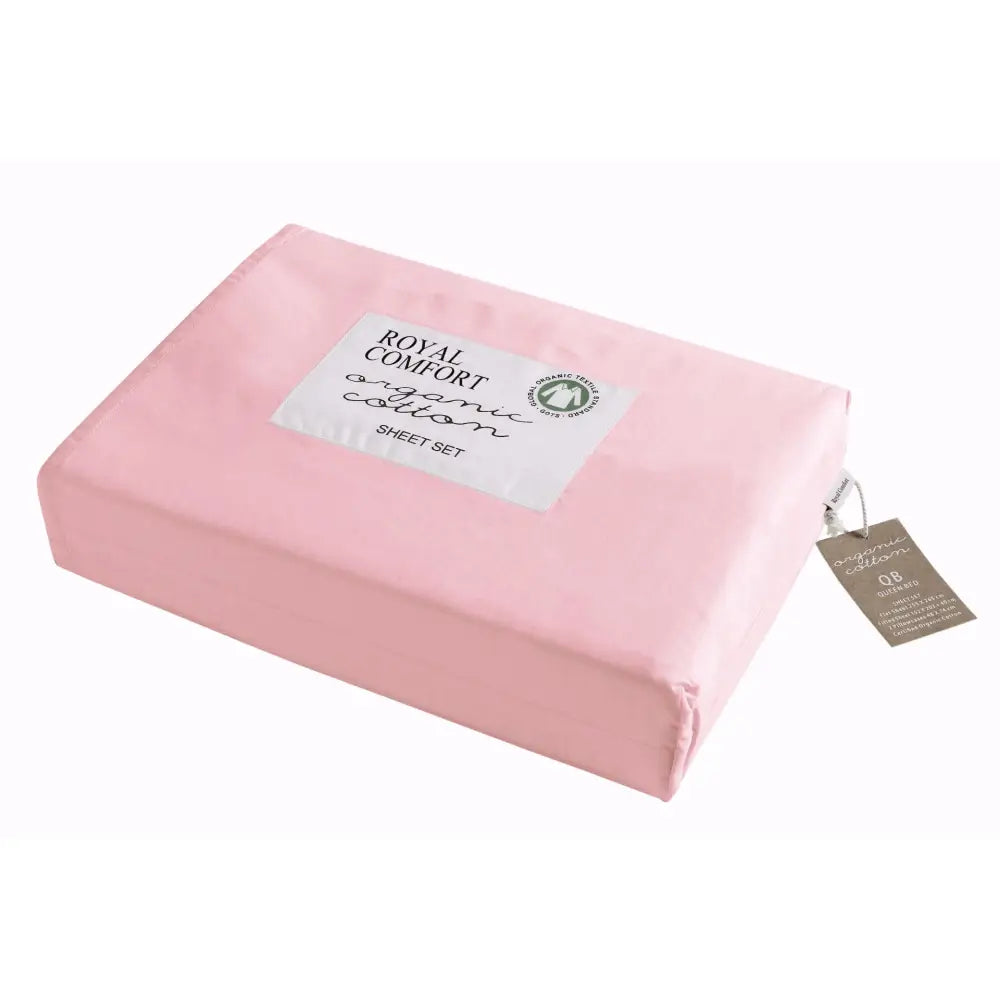 Royal Comfort 250TC Organic 100% Cotton Sheet Set 4 Piece Luxury Hotel Style - King - Blush - Home & Garden > Bedding