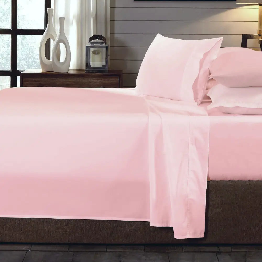Royal Comfort 250TC Organic 100% Cotton Sheet Set 4 Piece Luxury Hotel Style - Double - Blush - Home & Garden > Bedding