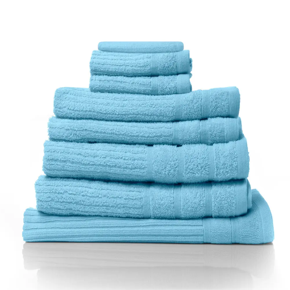 Royal Comfort Eden Egyptian Cotton 600GSM 8 Piece Luxury Bath Towels Set - Aqua - Home & Garden > Bathroom Accessories