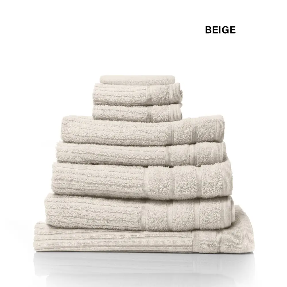 Royal Comfort Eden Egyptian Cotton 600GSM 8 Piece Luxury Bath Towels Set - Beige - Home & Garden > Bathroom Accessories