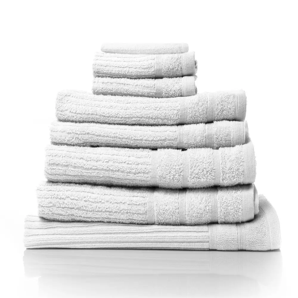Royal Comfort Eden Egyptian Cotton 600GSM 8 Piece Luxury Bath Towels Set - White - Home & Garden > Bathroom Accessories