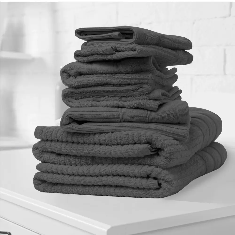 Royal Comfort Eden Egyptian Cotton 600GSM 8 Piece Luxury Bath Towels Set - Granite - Home & Garden > Bathroom