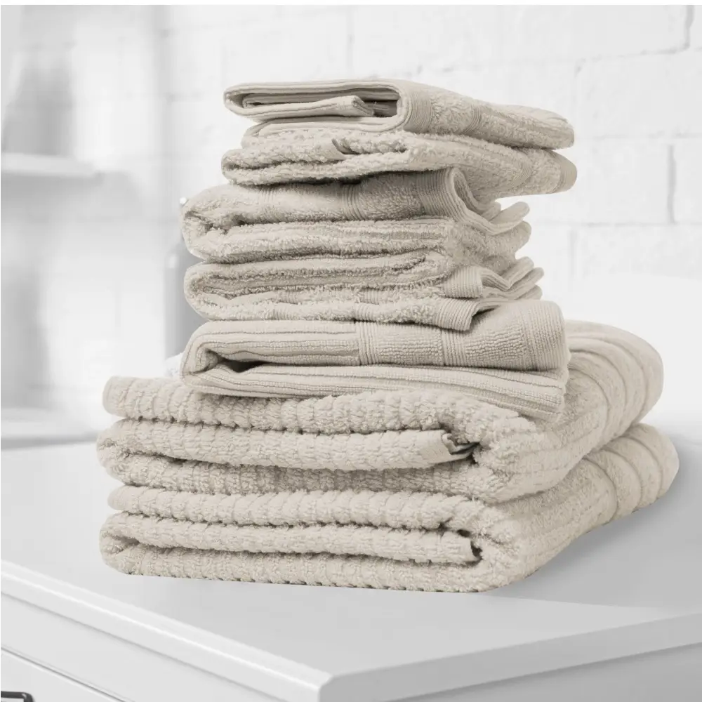 Royal Comfort Eden Egyptian Cotton 600GSM 8 Piece Luxury Bath Towels Set - Beige - Home & Garden > Bathroom Accessories