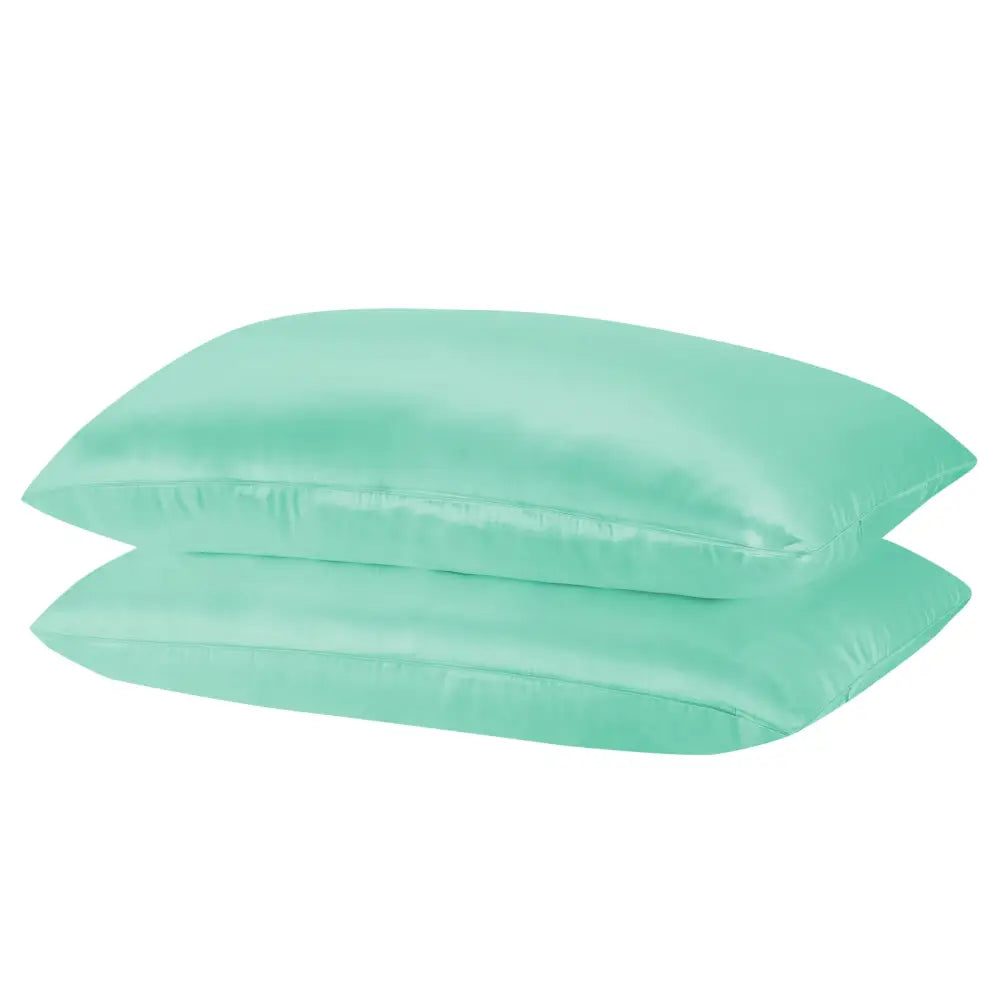 Royal Comfort Mulberry Soft Silk Hypoallergenic Pillowcase Twin Pack 51 x 76cm - Mint - Home & Garden > Bedding