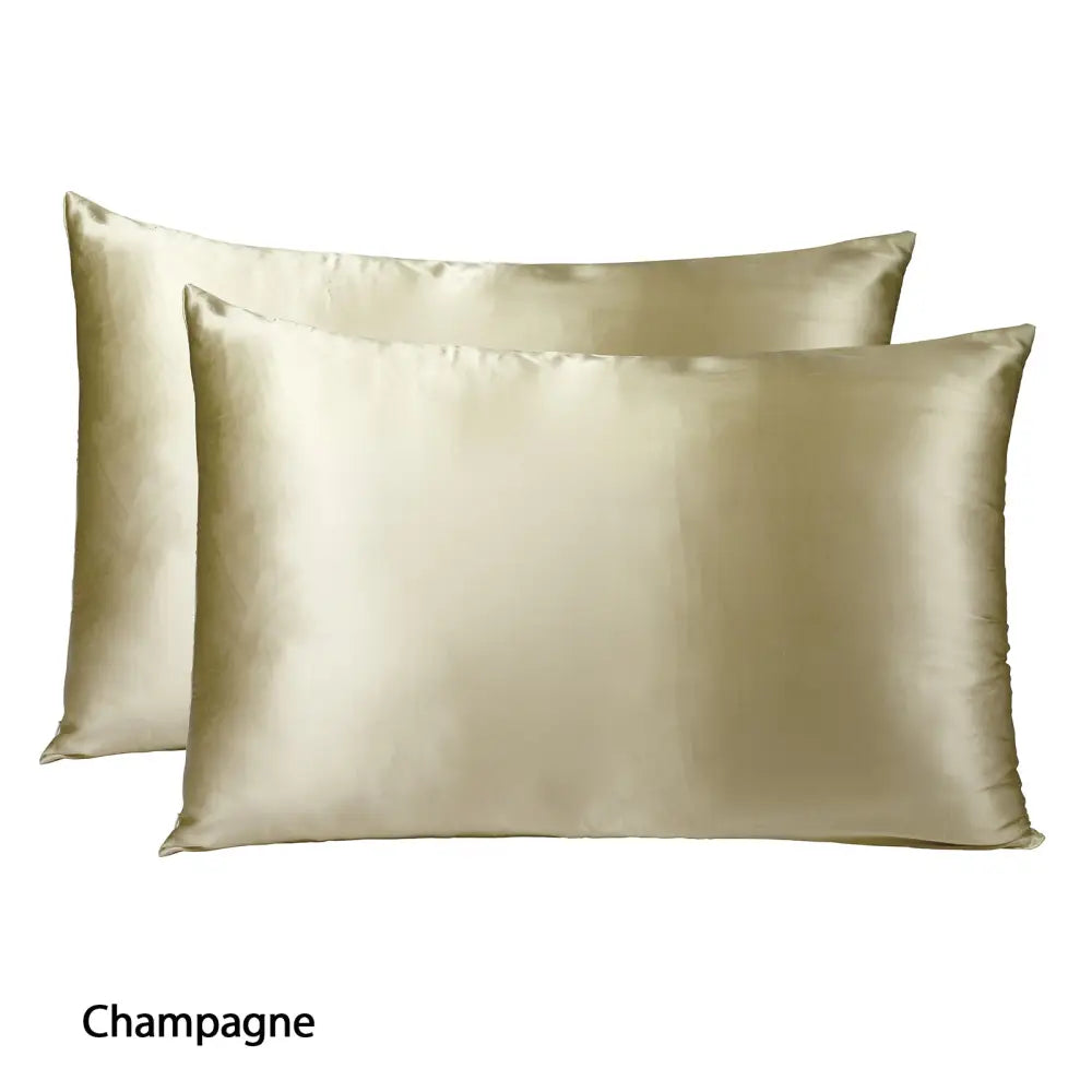 Royal Comfort Mulberry Soft Silk Hypoallergenic Pillowcase Twin Pack 51 x 76cm - Champagne - Home & Garden > Bedding