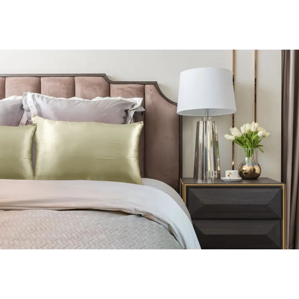 Royal Comfort Mulberry Soft Silk Hypoallergenic Pillowcase Twin Pack 51 x 76cm - Champagne - Home & Garden > Bedding