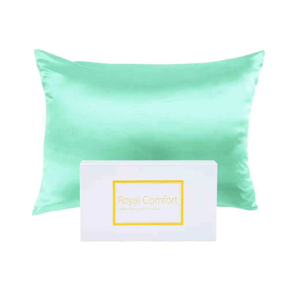 Royal Comfort Mulberry Soft Silk Hypoallergenic Pillowcase Twin Pack 51 x 76cm - Mint - Home & Garden > Bedding