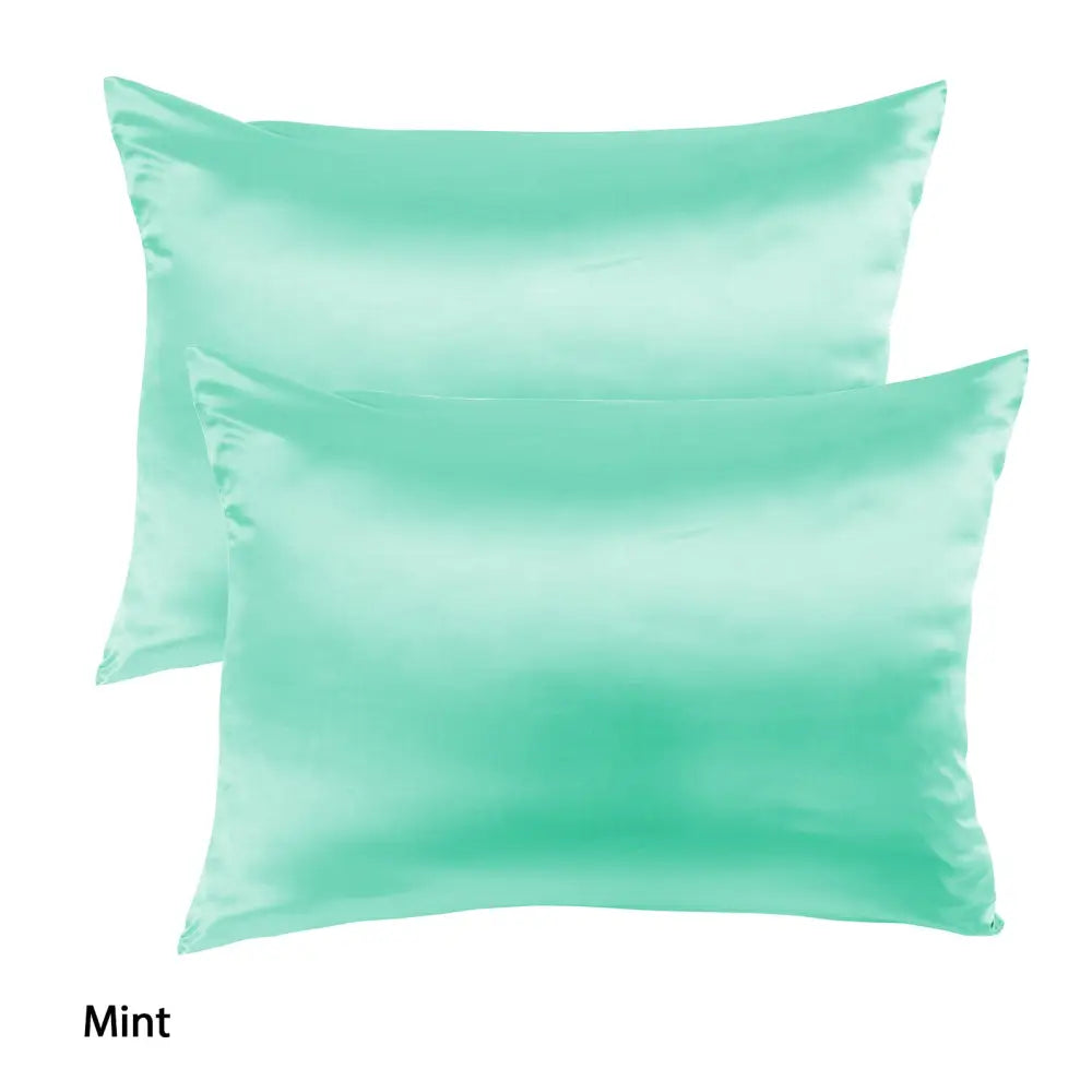Royal Comfort Mulberry Soft Silk Hypoallergenic Pillowcase Twin Pack 51 x 76cm - Mint - Home & Garden > Bedding