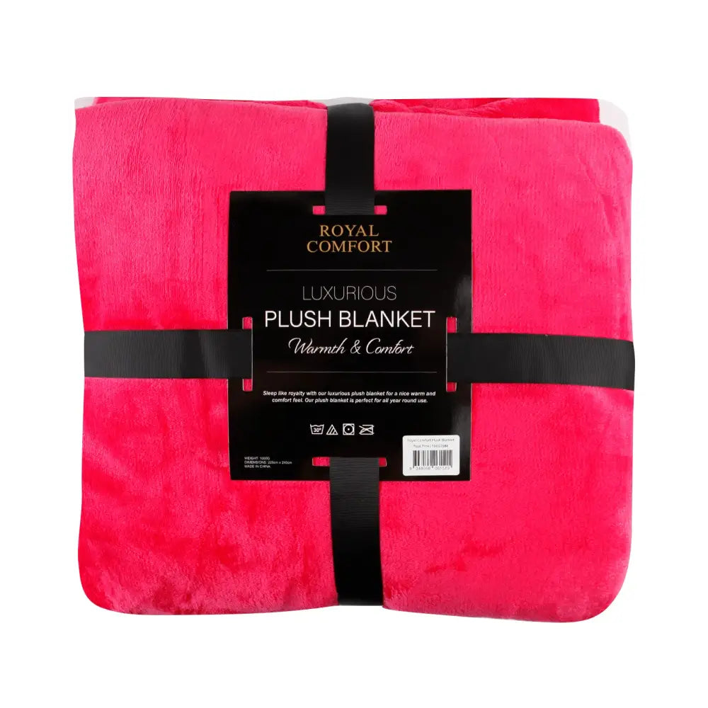 Royal Comfort Plush Blanket Throw Warm Soft Super Soft Large 220cm x 240cm - Rose Pink - Home & Garden > Bedding