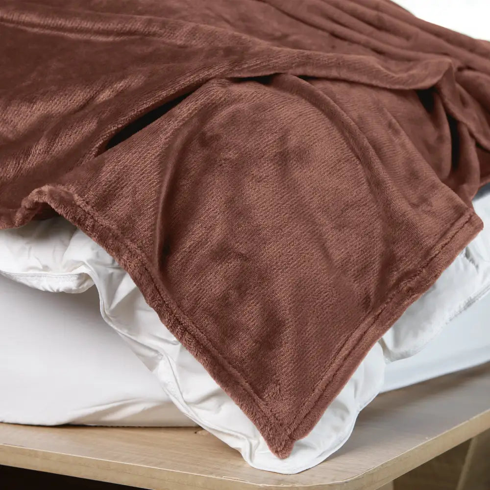 Royal Comfort Plush Blanket Throw Warm Soft Super Soft Large 220cm x 240cm - Coffee - Home & Garden > Bedding