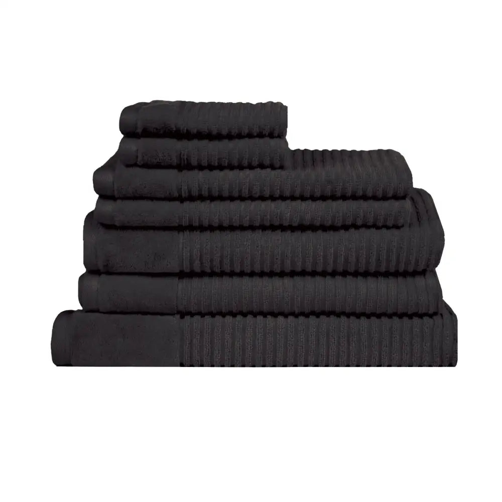 Royal Excellency 7 Piece Cotton Bath Towel Set - Black - Home & Garden > Bathroom Accessories > Bath Towels & Robes