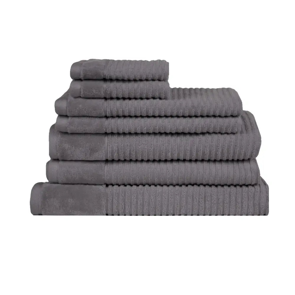 Royal Excellency 7 Piece Cotton Bath Towel Set - Charcoal - Home & Garden > Bathroom Accessories