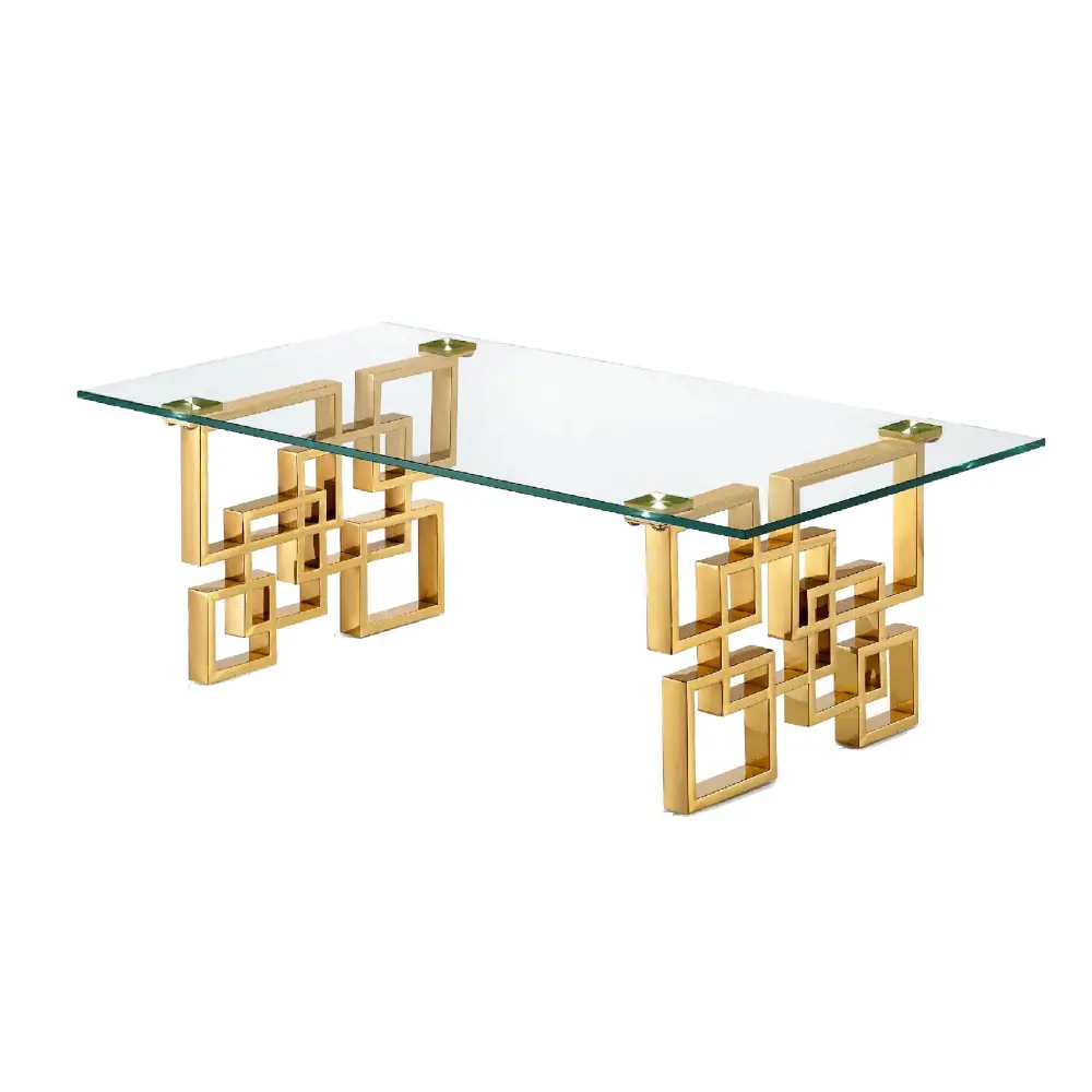 Royale Gold Coffee Table - White Marble - Furniture > Living Room > Coffee Tables