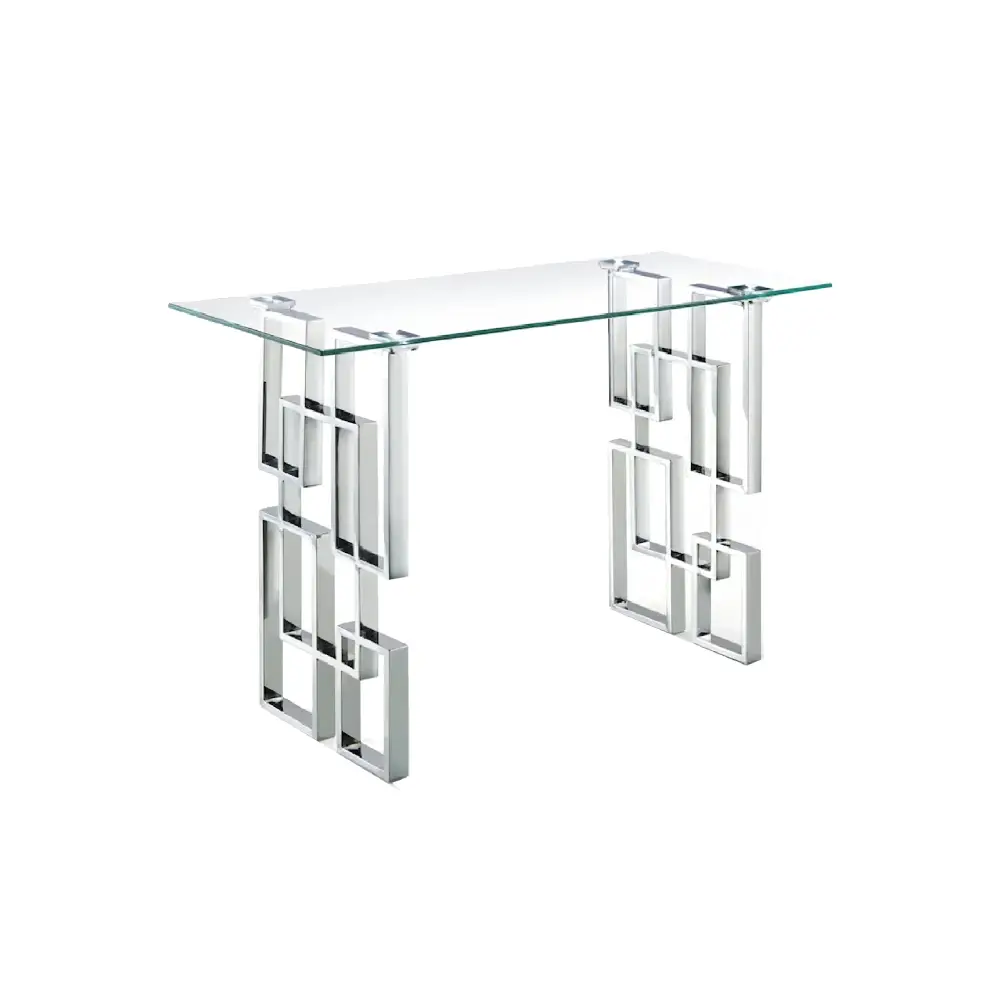Royale Silver Console Table - White Marble - Furniture > Dining > Buffets & Sideboards
