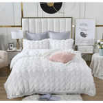 Ruffles Textured Jacquard King Size white Duvet Quilt Cover Set - Home & Garden > Bedding