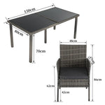 Rural Style Outdoor Grey Wicker 6 Seater Dining Set - Furniture > Outdoor