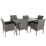 Rural Style Outdoor Grey Wicker 6 Seater Dining Set - Furniture > Outdoor