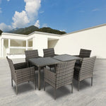 Rural Style Outdoor Grey Wicker 6 Seater Dining Set - Furniture > Outdoor