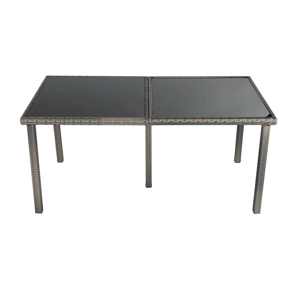 Rural Style Outdoor Grey Wicker 6 Seater Dining Set - Furniture > Outdoor