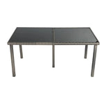 Rural Style Outdoor Grey Wicker 6 Seater Dining Set - Furniture > Outdoor