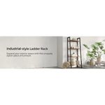 Rustic brown and black steel Metal Frame 4 Tier bookshelf - Furniture > Living Room