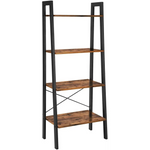 Rustic brown and black steel Metal Frame 4 Tier bookshelf - Furniture > Living Room