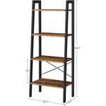 Rustic brown and black steel Metal Frame 4 Tier bookshelf - Furniture > Living Room