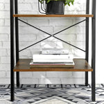 Rustic brown and black steel Metal Frame 4 Tier bookshelf - Furniture > Living Room