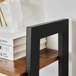 Rustic brown and black steel Metal Frame 4 Tier bookshelf - Furniture > Living Room