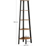 Rustic Brown Metal Frame 5 Tier Corner Shelf - Home & Garden > Storage