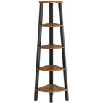 Rustic Brown Metal Frame 5 Tier Corner Shelf - Home & Garden > Storage