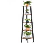 Rustic Brown Metal Frame 5 Tier Corner Shelf - Home & Garden > Storage
