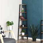 Rustic Brown Metal Frame 5 Tier Corner Shelf - Home & Garden > Storage