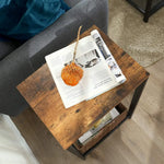 Rustic Brown Side Table with Mesh Shelf - Furniture > Living Room