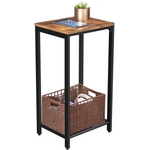 Rustic Brown Side Table with Mesh Shelf - Furniture > Living Room