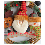 Rustic Christmas Wreath with Santa Reindeer and Snowman - Holiday Door Decoration - Occasions > Christmas > Christmas