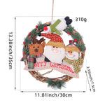 Rustic Christmas Wreath with Santa Reindeer and Snowman - Holiday Door Decoration - Occasions > Christmas > Christmas