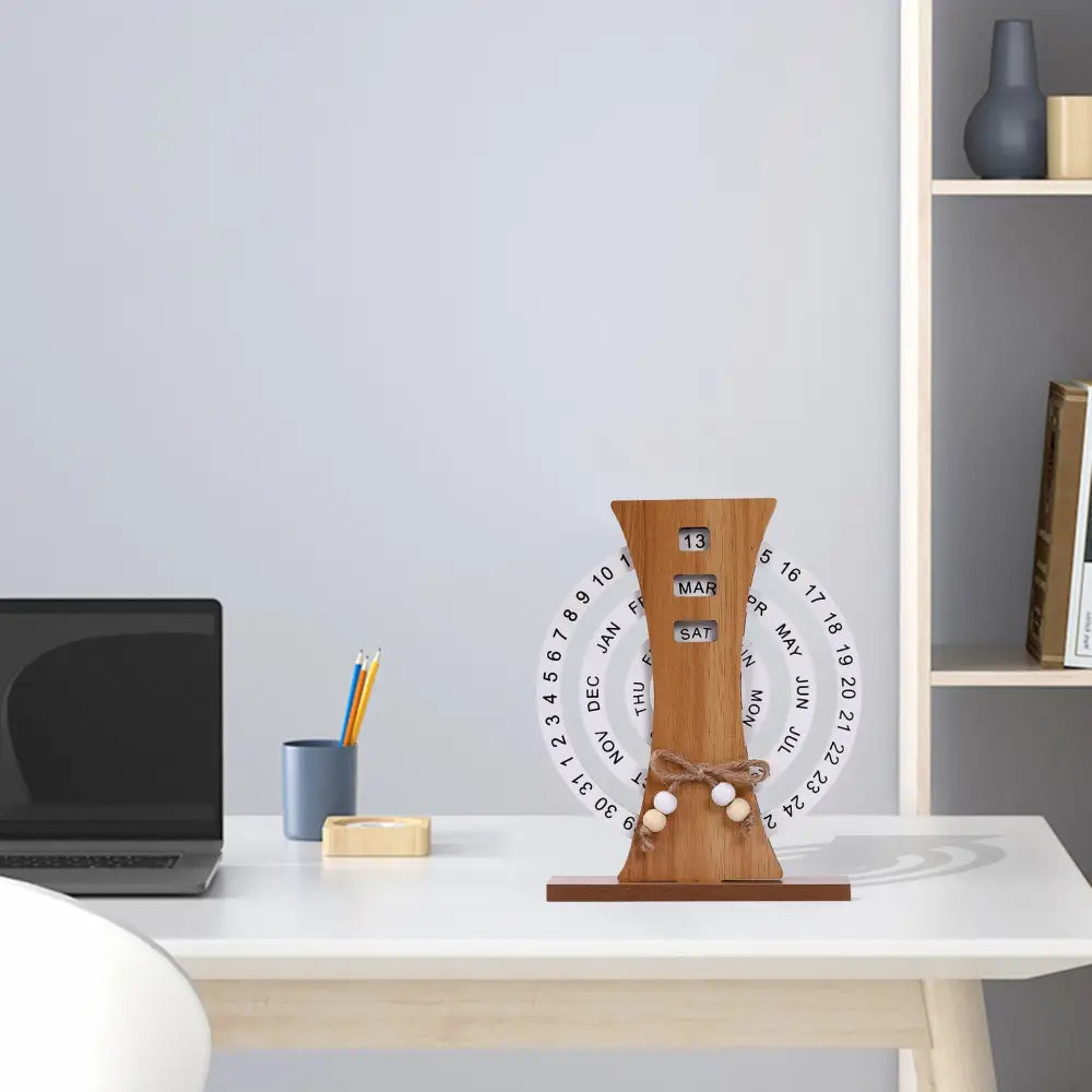 Rustic Perpetual Wooden Calendar | Decorative Home & Desk Accessory (Ferris wheel shape) - Home & Garden > Home Office