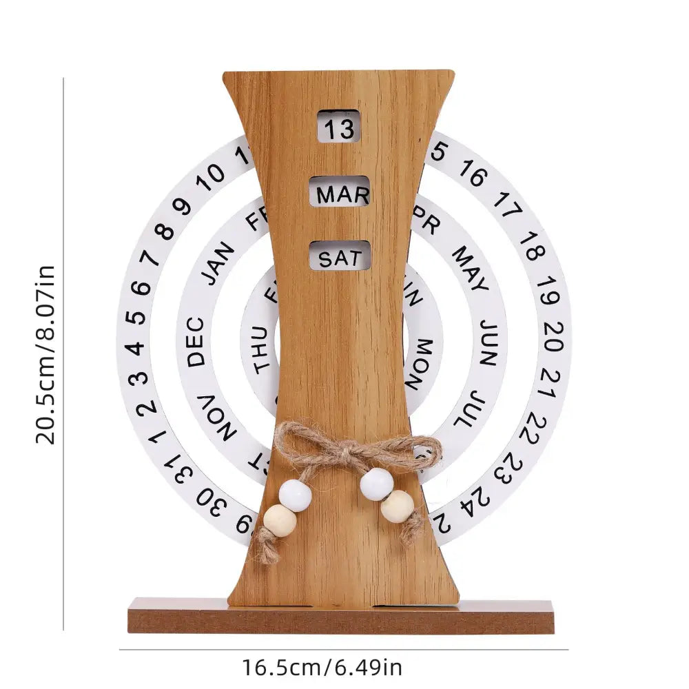 Rustic Perpetual Wooden Calendar | Decorative Home & Desk Accessory (Ferris wheel shape) - Home & Garden > Home Office
