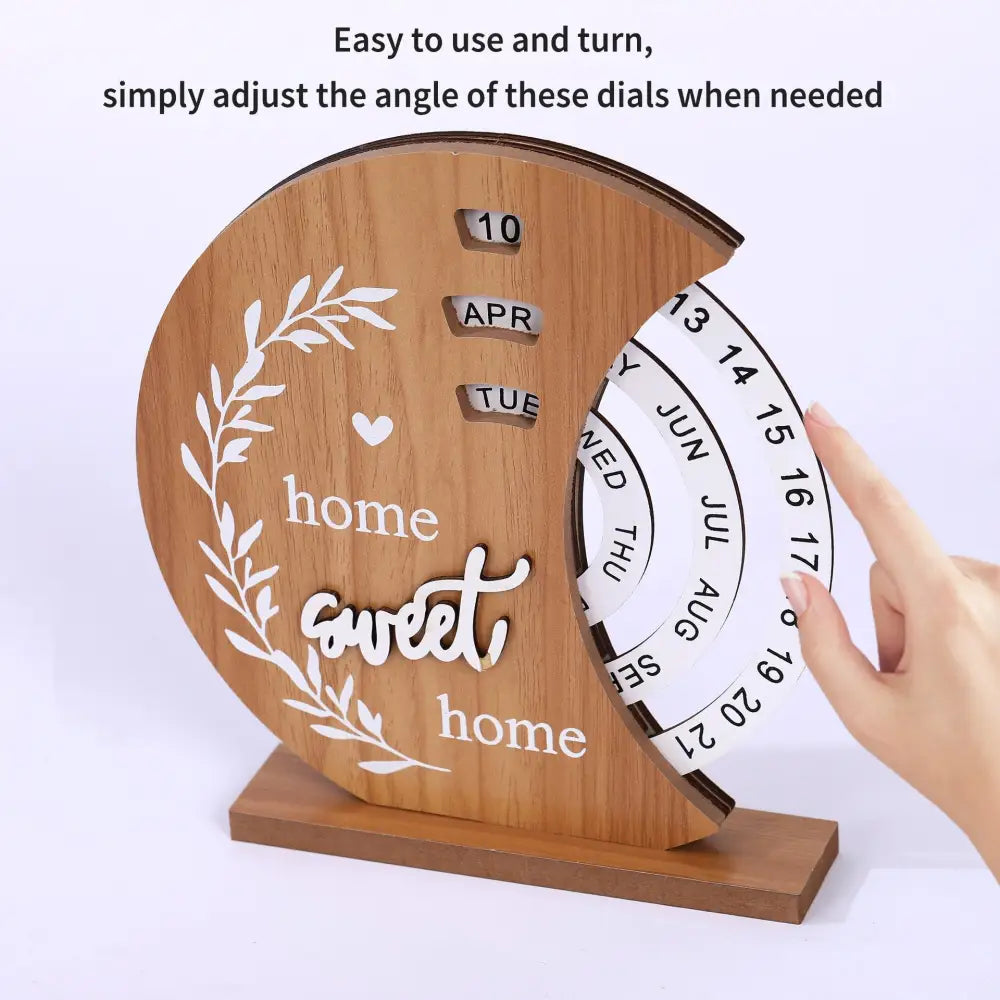 Rustic Perpetual Wooden Calendar | Decorative Home & Desk Accessory 20*18cm Moon shape - Home & Garden > Home Office