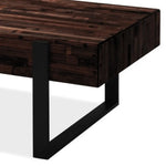 Rustica 120cm Coffee Table with Metal Leg Pine Wood Top Black - Furniture > Living Room
