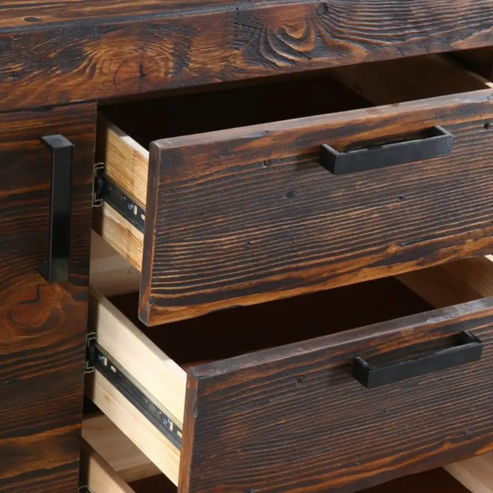 Rustica 150cm Buffet Table Solid Pine Wood 3 Drawer 2 Door Black - Furniture > Living Room