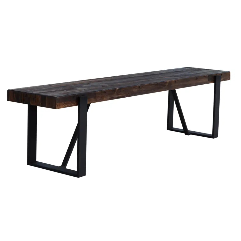 Rustica 150cm Seat Bench with Metal Leg Pine Wood Top Black - Furniture > Dining