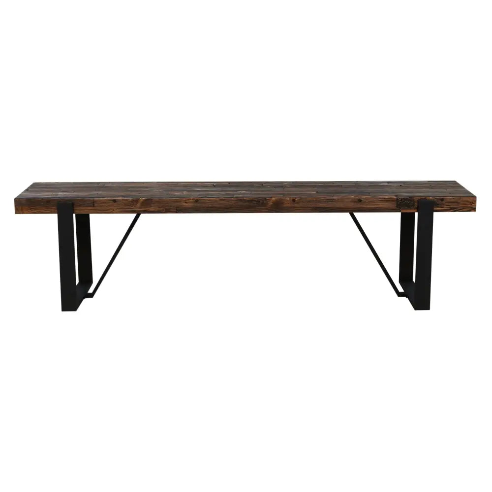 Rustica 150cm Seat Bench with Metal Leg Pine Wood Top Black - Furniture > Dining