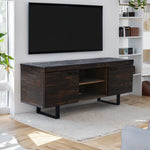 Rustica 160cm ETU Entertainment TV Unit Solid Pine Wood 2 Door Black - Furniture > Living Room