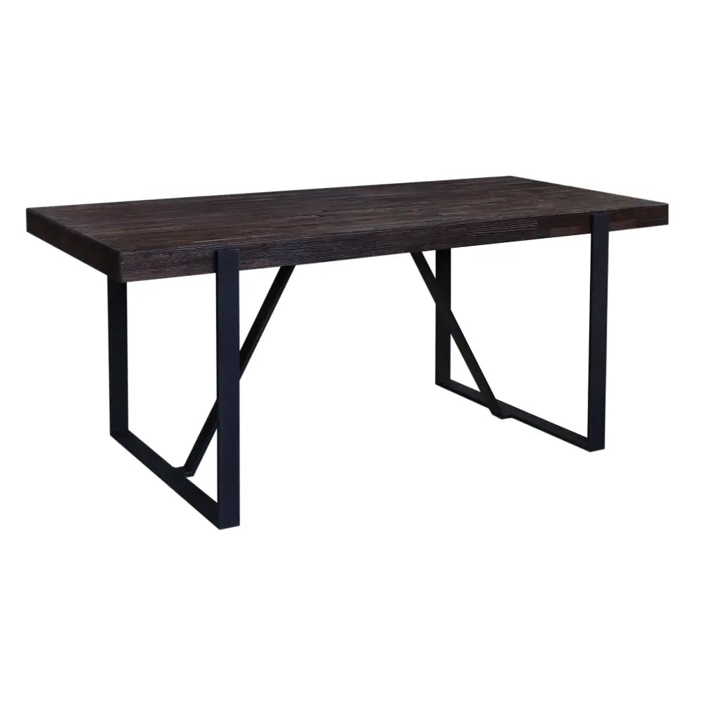 Rustica 240cm Dining Table with Metal Leg Pine Wood Top Black - Furniture > Dining