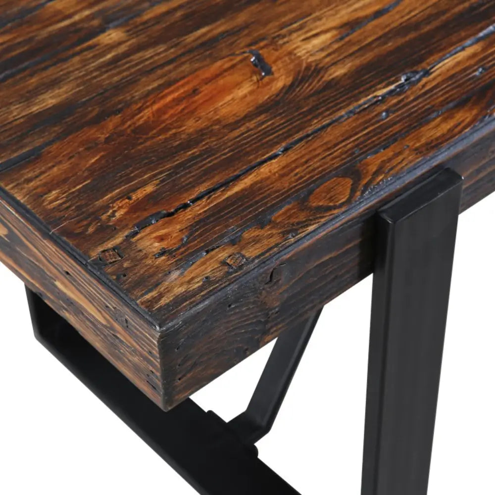 Rustica 240cm Dining Table with Metal Leg Pine Wood Top Black - Furniture > Dining