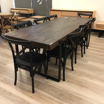 Rustica 240cm Dining Table with Metal Leg Pine Wood Top Black - Furniture > Dining