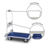 RYNOMATE Foldable Platform Trolley with 4 Wheels (Blue and White) RNM-FPT-100-QY - Home & Garden > Storage